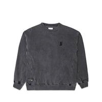 Comune Duke Crew heavyweight cotton in faded black color on white background, front view. COMUNE DUKE CREW | Faded Black