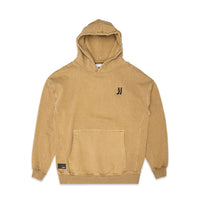 Comune Duke Hoodie heavyweight cotton in camel color on white background, front view. COMUNE DUKE HOODIE | Camel BRN