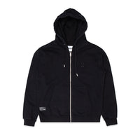 Comune Luka Zip-up heavyweight cotton hoodie in black color on a white background, front view. COMUNE LUKA ZIP-UP | Black