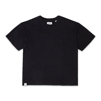 Comune Nori oversized tee in soft 100% supima cotton in black color on white background, front view. COMUNE NORI OVERSIZED TEE | Black
