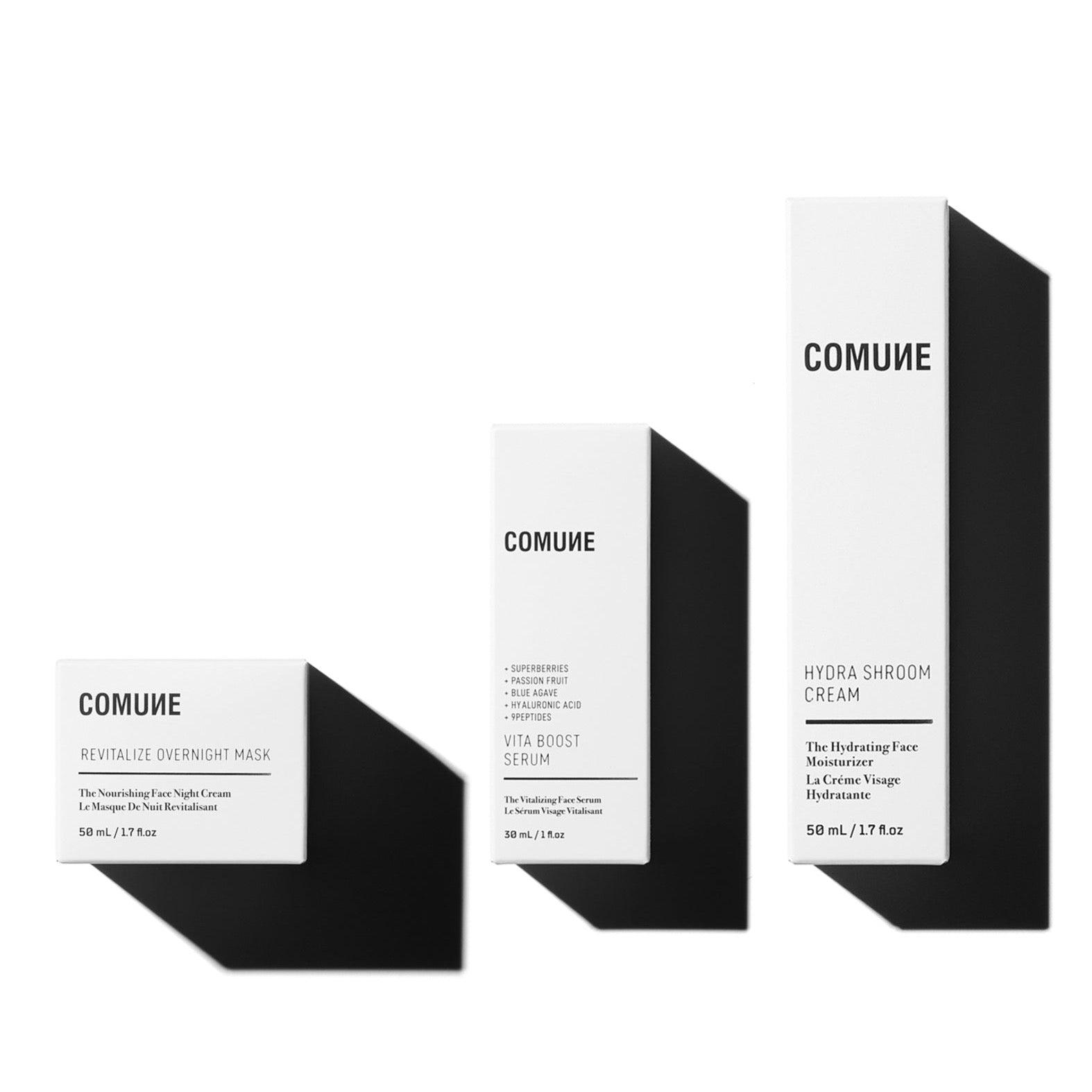 Comune Hydra Shroom Cream + Vita Boost Serum + Revitalize Overnight Mask