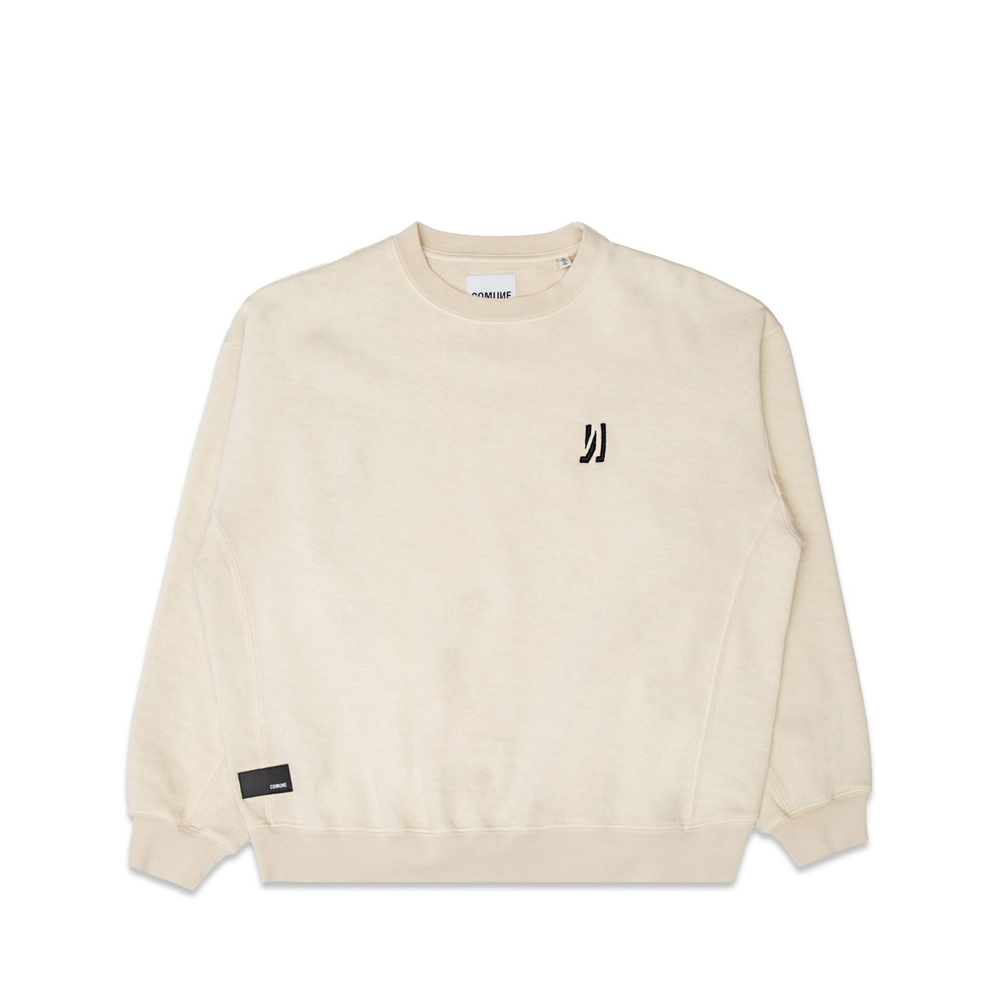 Comune Duke Crew heavyweight cotton in bone color on white background, front view. COMUNE DUKE CREW | Bone