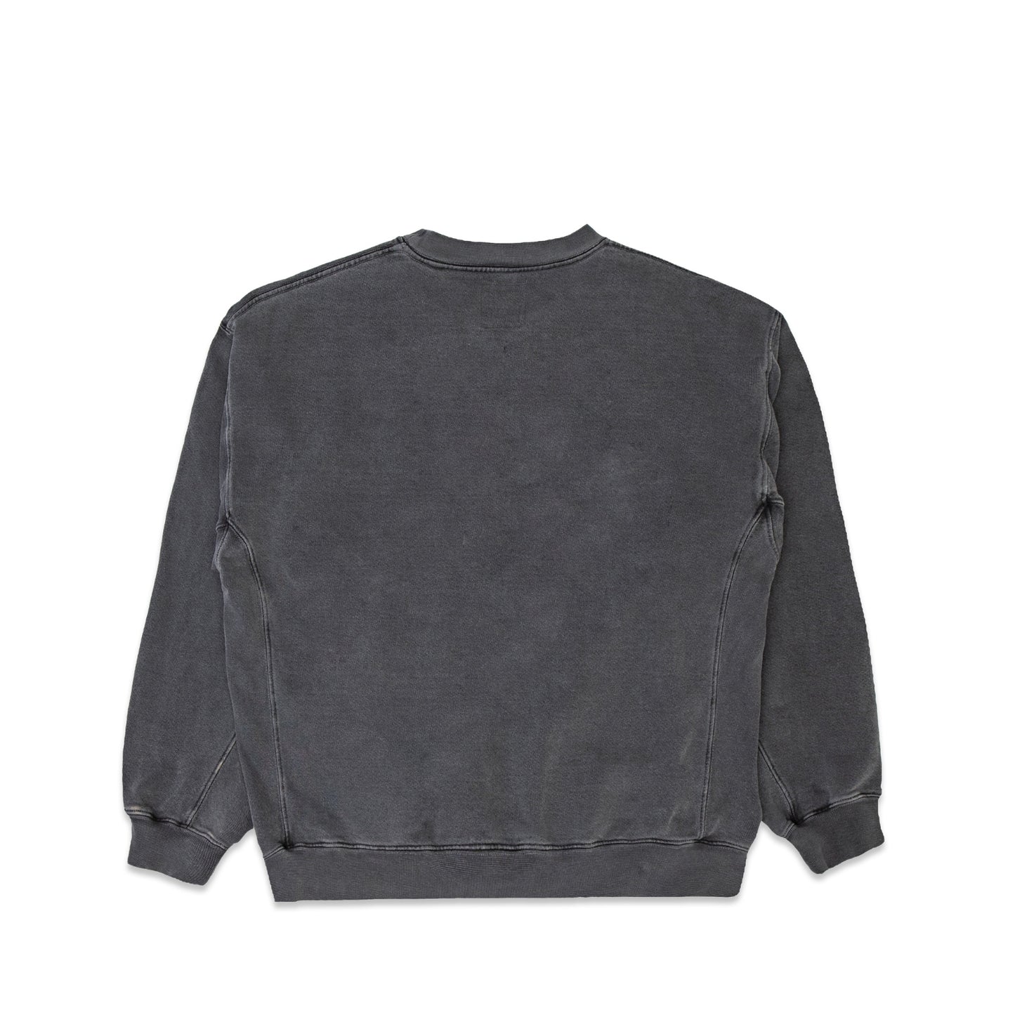 Comune Duke Crew heavyweight cotton in faded black color on white background, back view. COMUNE DUKE CREW | Faded Black