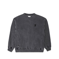 Comune Duke Crew heavyweight cotton in faded black color on white background, front view. COMUNE DUKE CREW | Faded Black