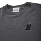 Comune Duke Crew heavyweight cotton in faded black color on white background, logo close up. COMUNE DUKE CREW | Faded Black