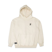 Comune Duke Hoodie heavyweight cotton in bone color on white background, front view. COMUNE DUKE HOODIE | Bone