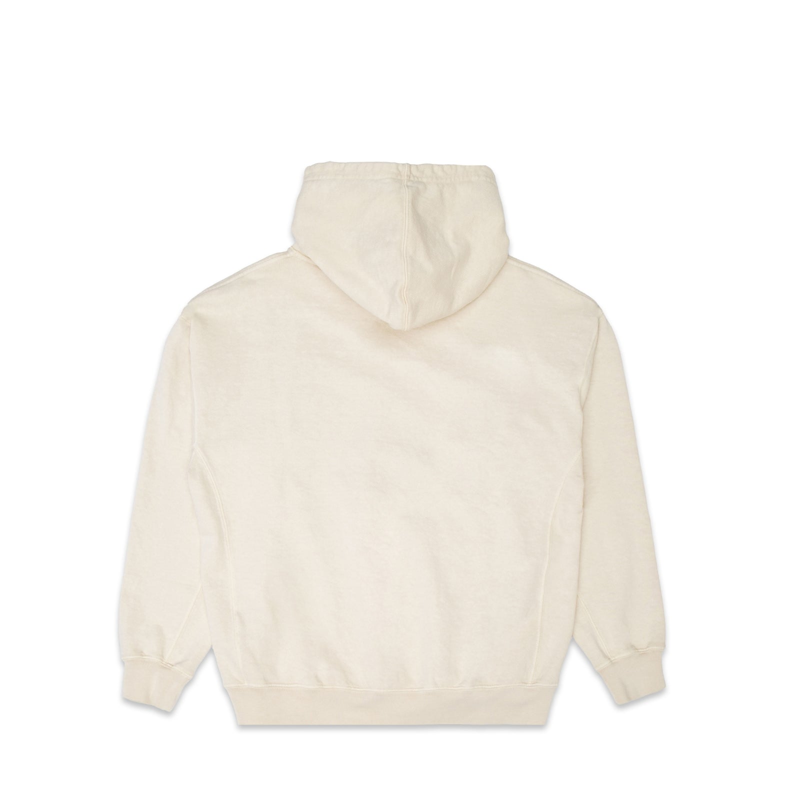Comune Duke Hoodie heavyweight cotton in bone color on white background, back view. COMUNE DUKE HOODIE | Bone