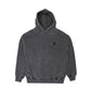 Comune Duke Hoodie heavyweight cotton in faded black color on white background, front view. COMUNE DUKE HOODIE | Faded Black