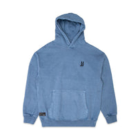 Comune Duke Hoodie heavyweight cotton in marine color on white background, front view. COMUNE DUKE HOODIE | Marine