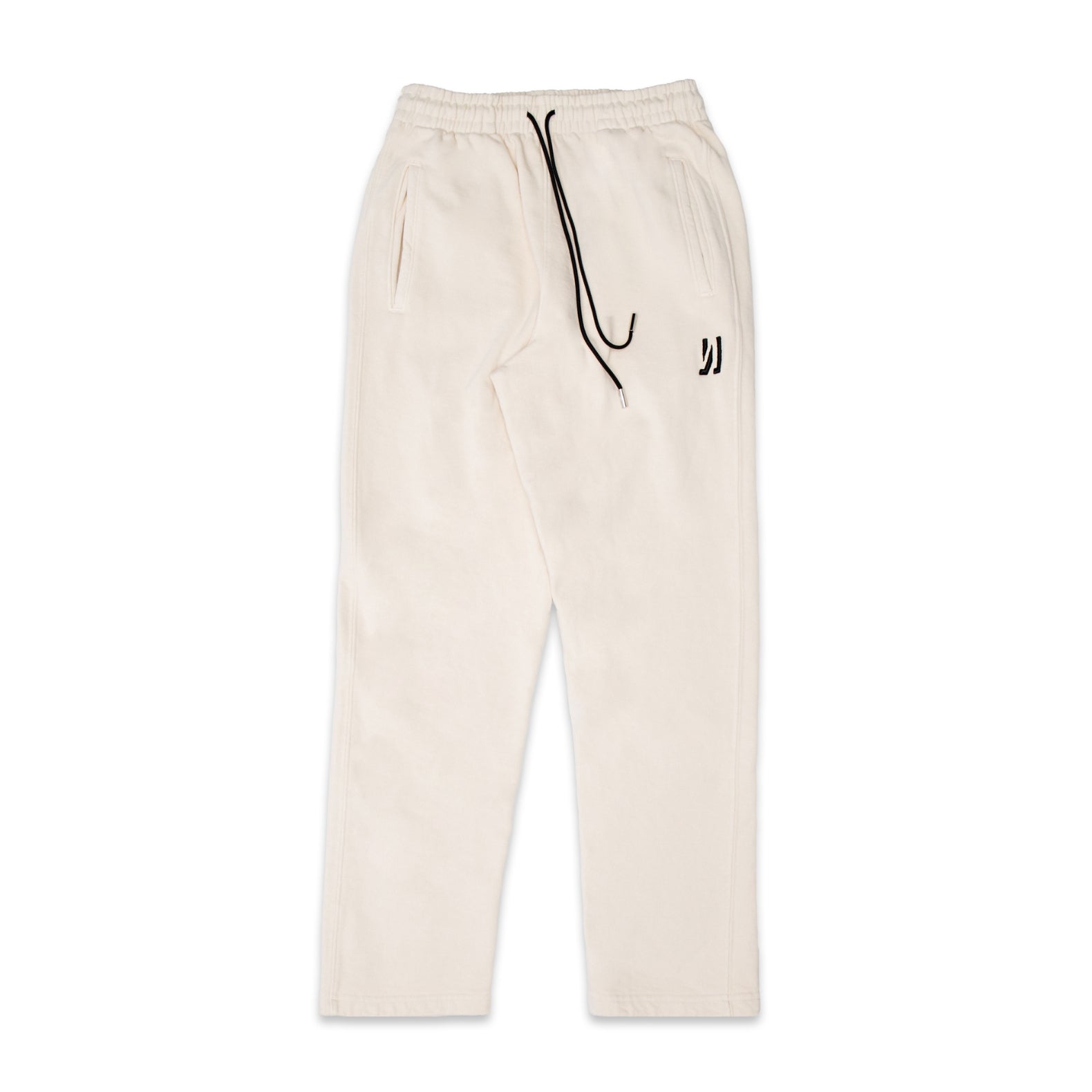 Comune Duke Sweatpants in heavyweight cotton with side gusset in bone color on white background, front view. COMUNE DUKE SWEATPANTS | Bone
