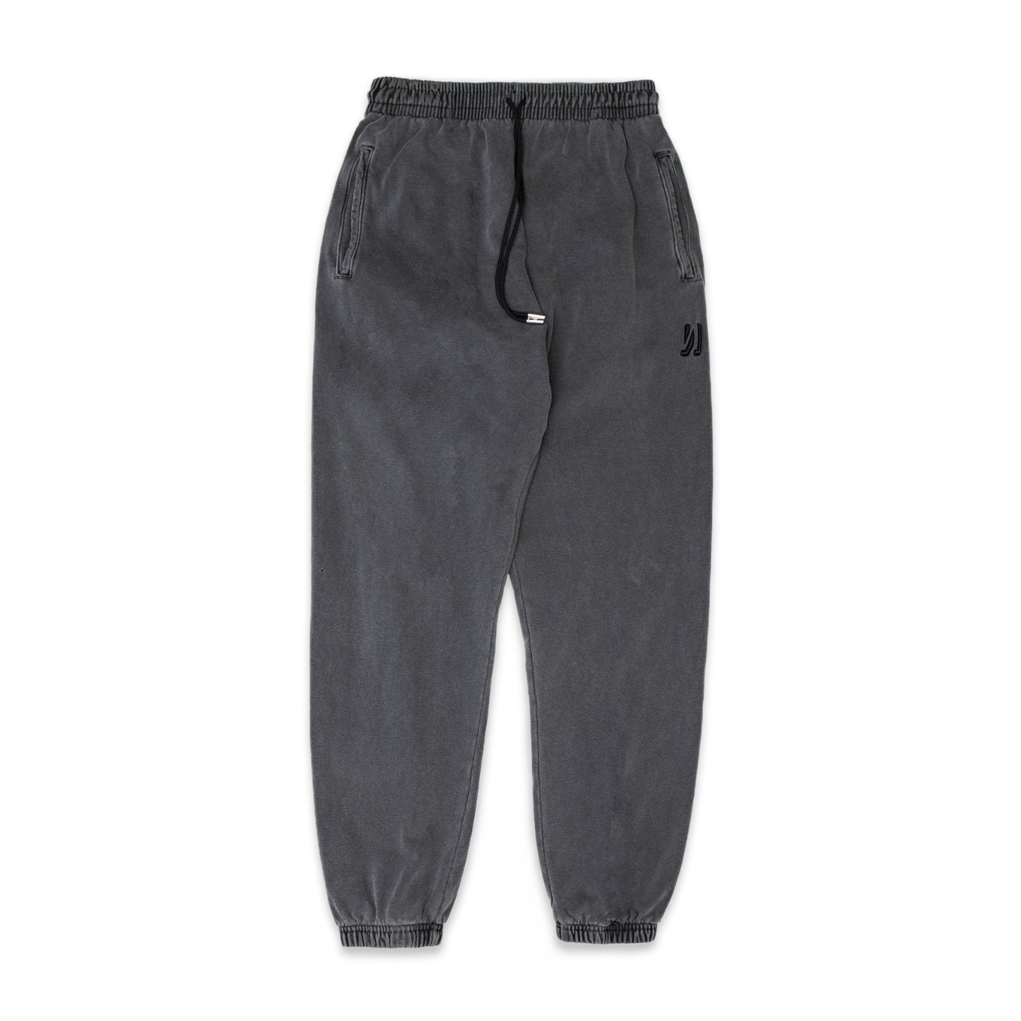 Comune Enzo Joggers heavyweight cotton in faded black color on white background, front view. COMUNE ENZO JOGGER | Faded Black