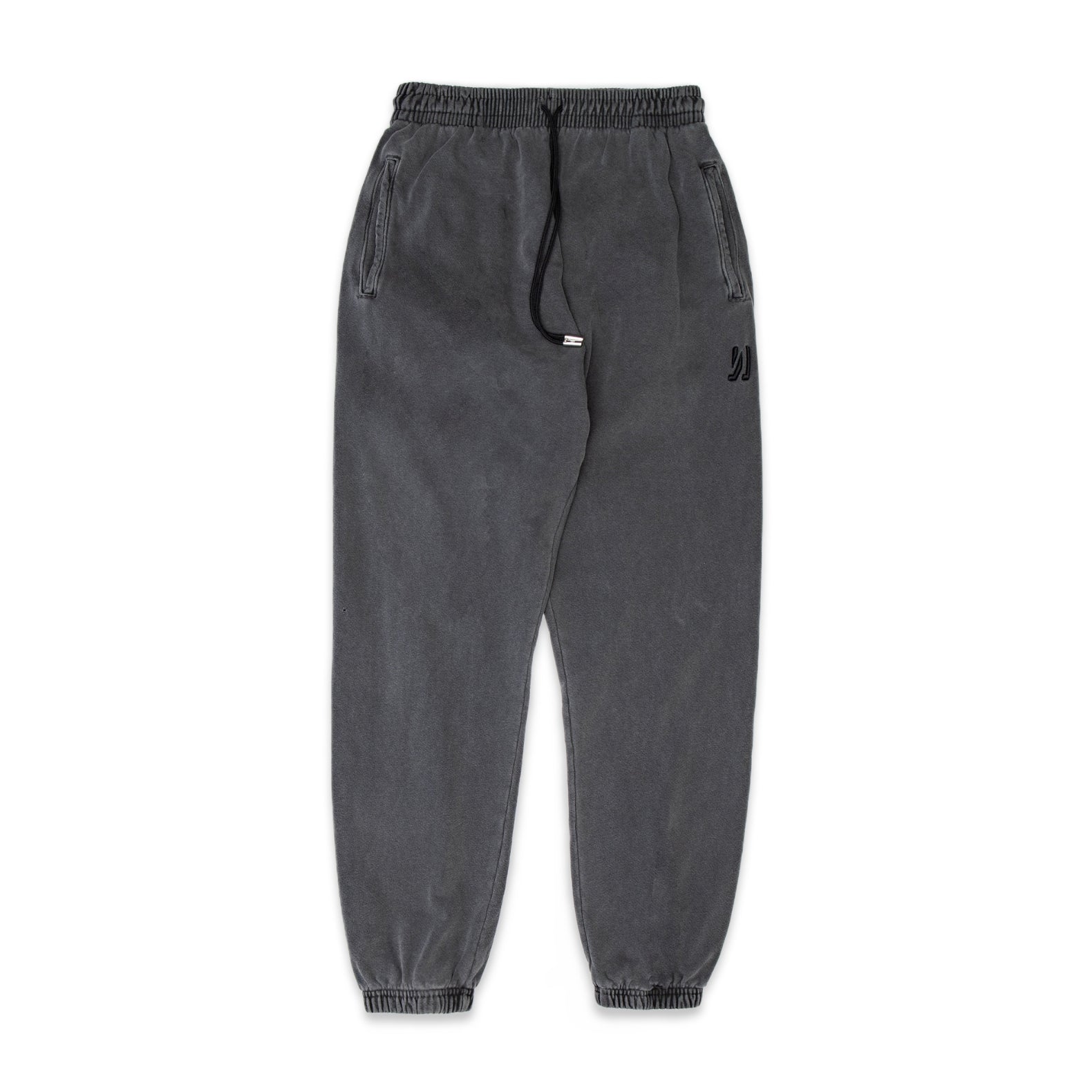 Comune Enzo Joggers heavyweight cotton in faded black color on white background, front view. COMUNE ENZO JOGGER | Faded Black