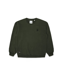 Comune Luka crewneck heavyweight cotton sweatshirt in army green color on white background, front view. COMUNE LUKA CREW | Army Green