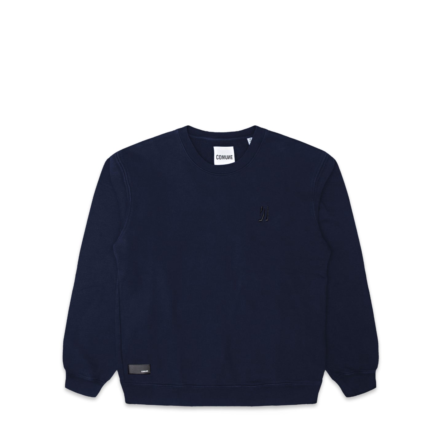 Comune Luka crewneck heavyweight cotton sweatshirt in navy color on white background, front view. COMUNE LUKA CREW | Navy
