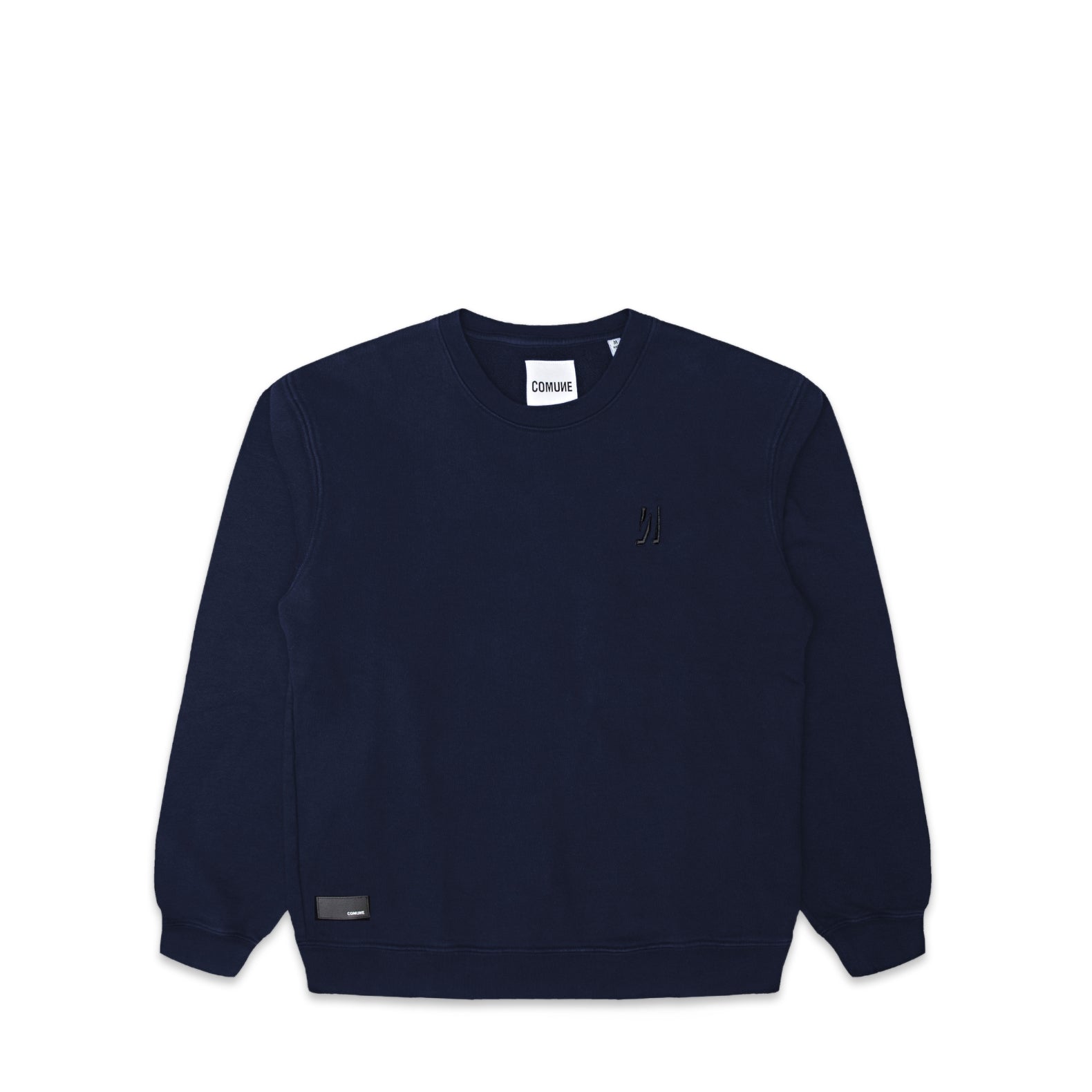 Comune Luka crewneck heavyweight cotton sweatshirt in navy color on white background, front view. COMUNE LUKA CREW | Navy