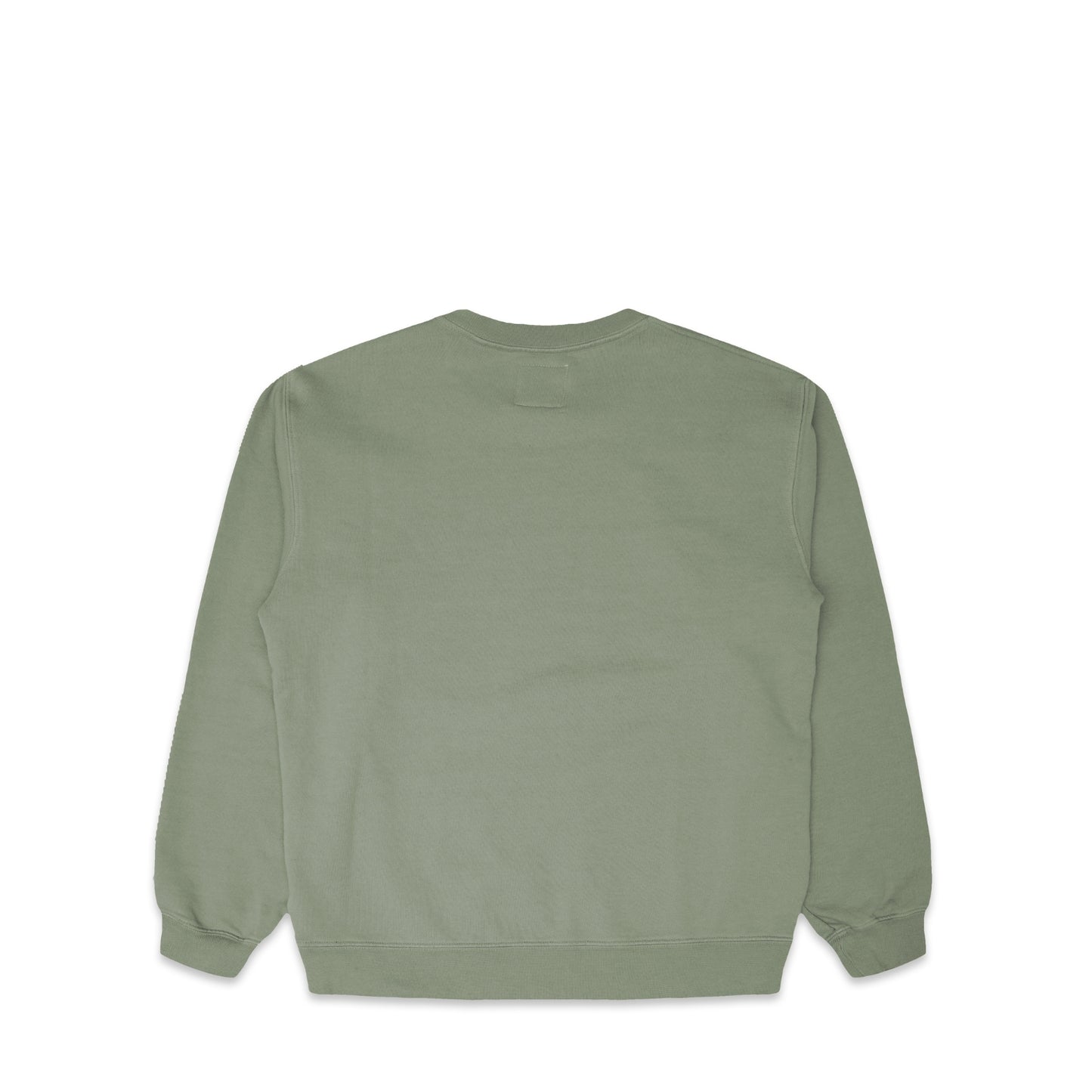 Comune Luka crewneck heavyweight cotton sweatshirt in sage color on white background, back view. COMUNE LUKA CREW | Sage