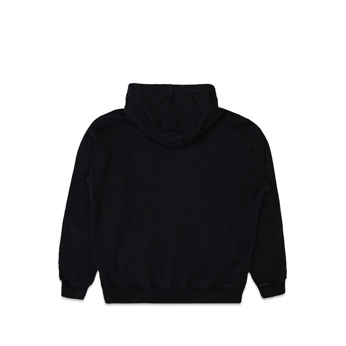 Comune Luka Hoodie heavyweight cotton sweatshirt in black color on white background, back view. COMUNE LUKA HOODIE | Black