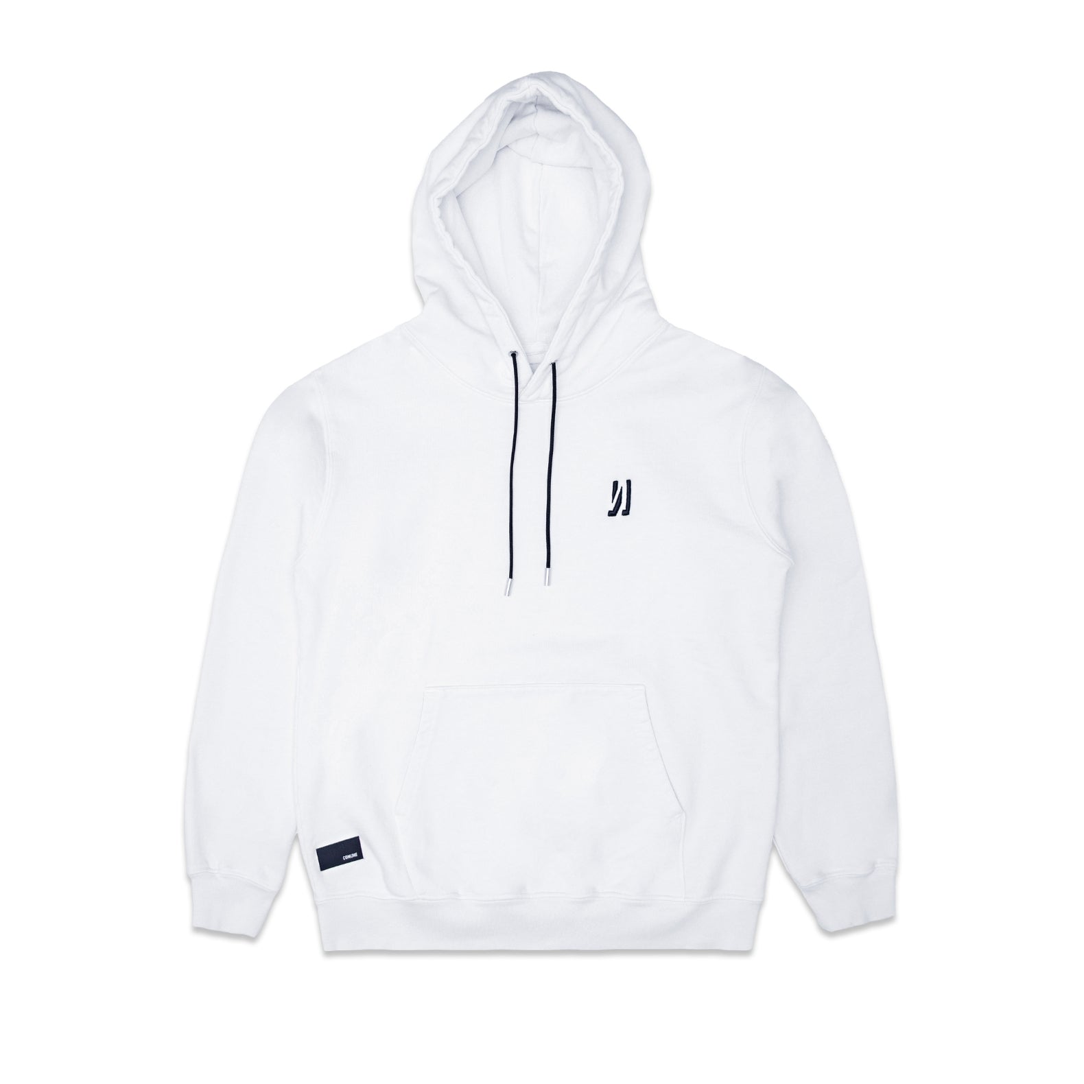 Comune Luka Hoodie heavyweight cotton sweatshirt in white color on white background, front view. COMUNE LUKA HOODIE | White