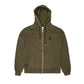 Comune Luka Zip-up heavyweight cotton hoodie in army green color on a white background, front view. COMUNE LUKA ZIP-UP | Army Green