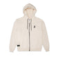 Comune Luka Zip-up in heavyweight cotton hoodie in bone color on white background, front view. COMUNE LUKA ZIP-UP | Bone