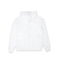 Comune Luka Zip-up in heavyweight cotton hoodie in white color on white background, back view. COMUNE LUKA ZIP-UP | White