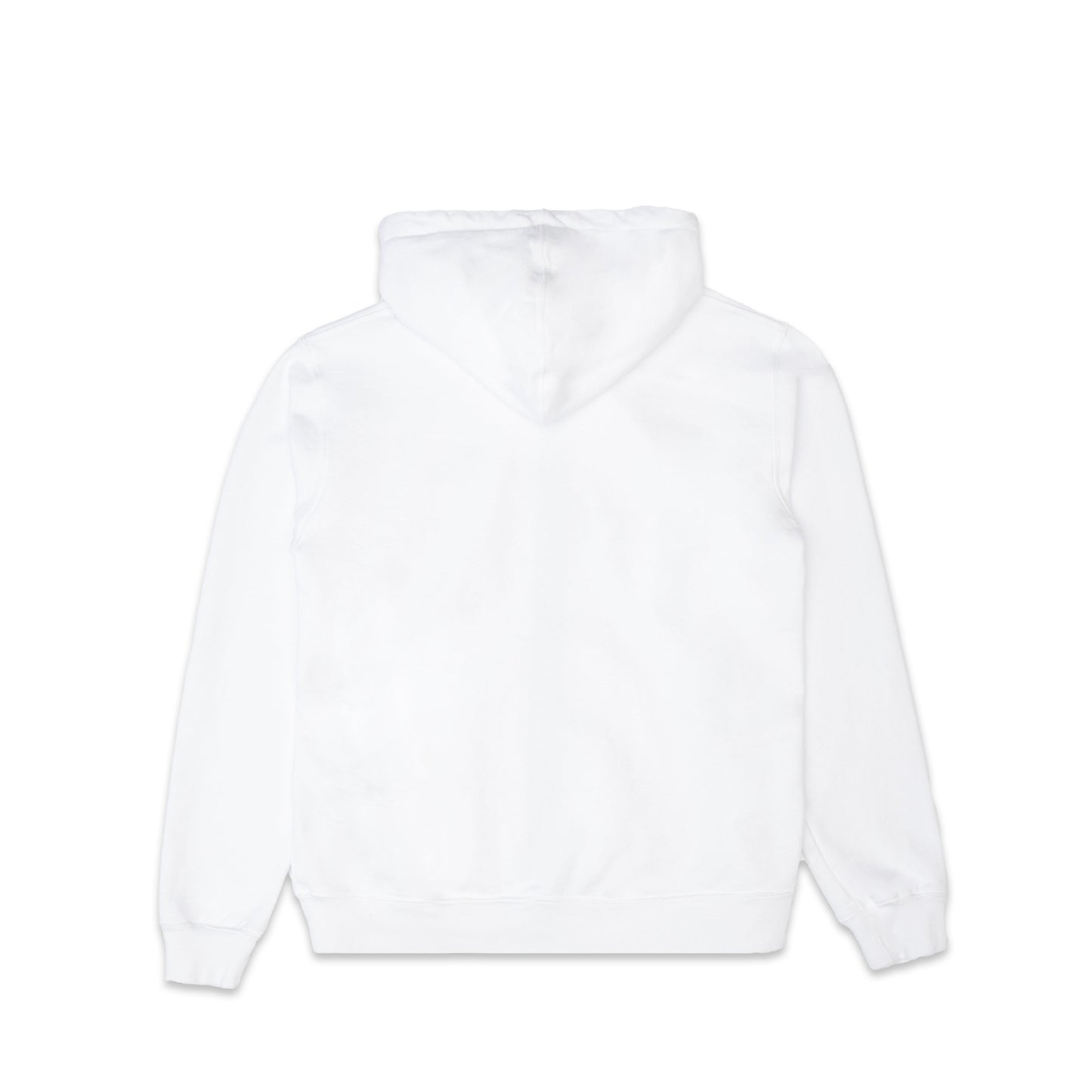 Comune Luka Zip-up in heavyweight cotton hoodie in white color on white background, back view. COMUNE LUKA ZIP-UP | White