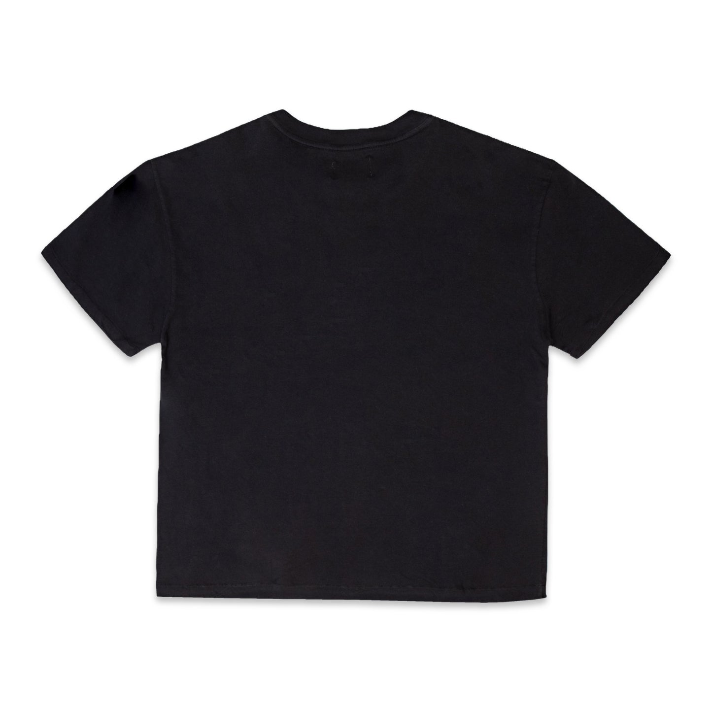 Comune Nori oversized tee in soft 100% supima cotton in black color on white background, back view. COMUNE NORI OVERSIZED TEE | Black