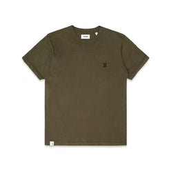 Comune Nori tee in soft 100% supima cotton in army green color on white background, front view. COMUNE NORI TEE | Army Green