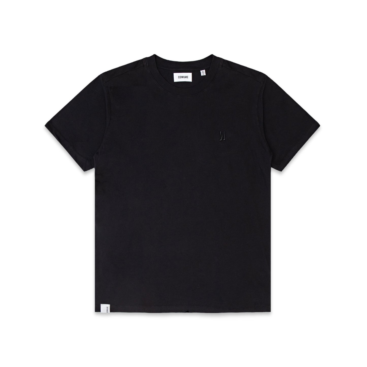 Comune Nori tee in soft 100% supima cotton in black color on white background, front view. COMUNE NORI TEE | Black