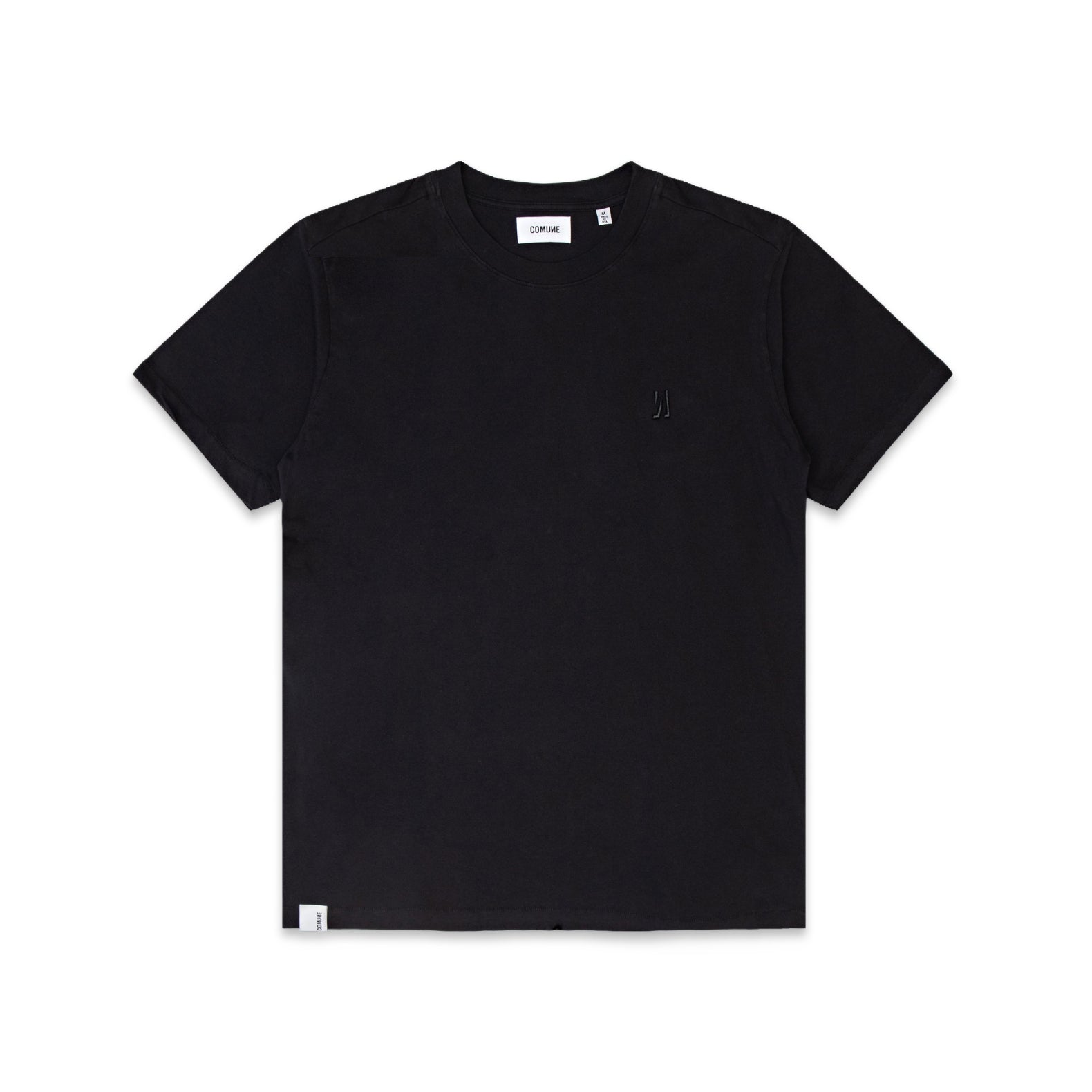 Comune Nori tee in soft 100% supima cotton in black color on white background, front view. COMUNE NORI TEE | Black