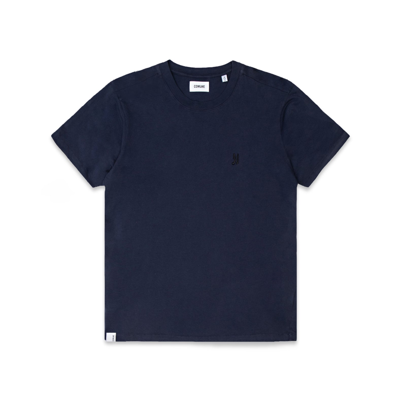 Comune Nori tee in soft 100% supima cotton in navy color on white background, front view. COMUNE NORI TEE | Navy