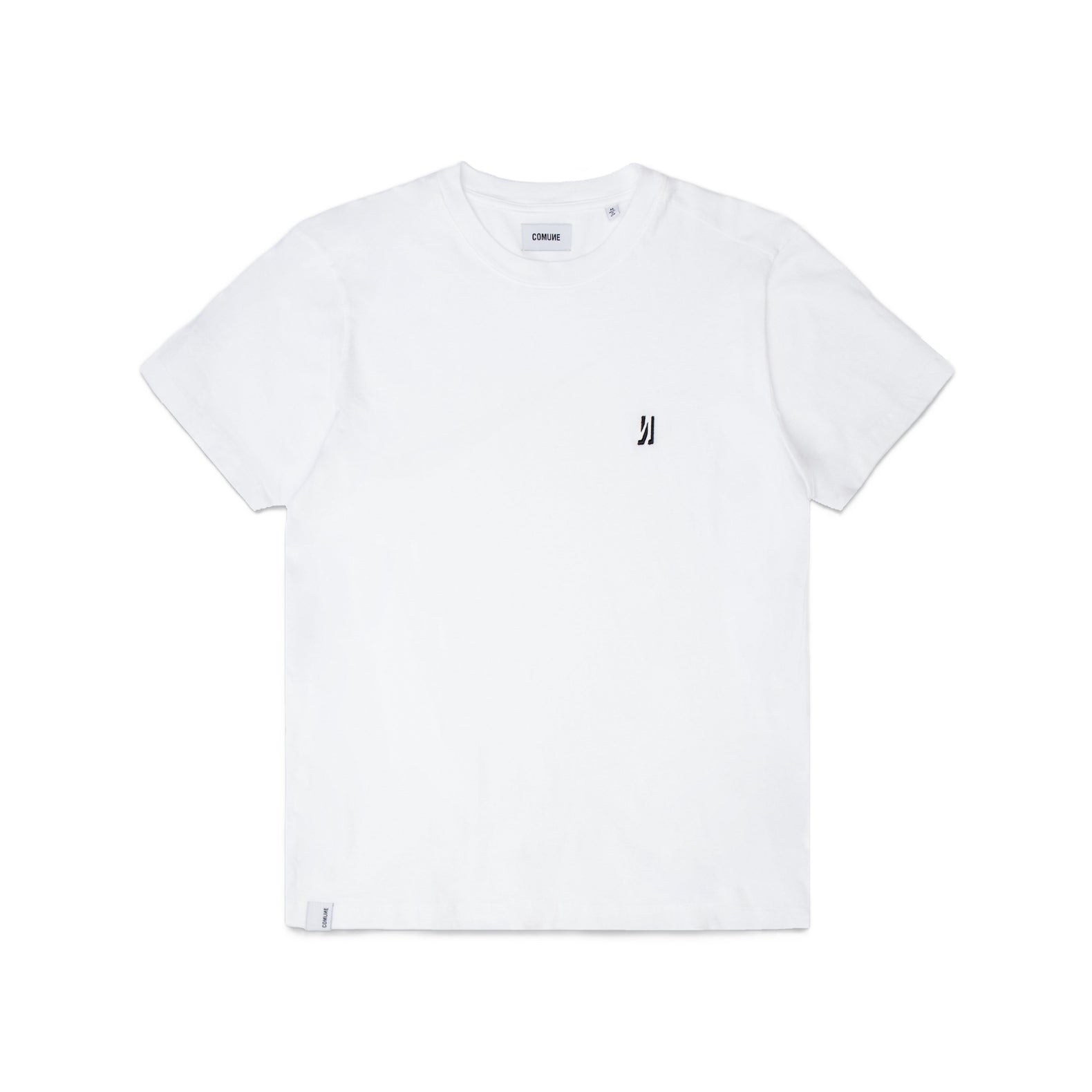 Comune Nori tee in soft 100% supima cotton in white color on white background, front view. COMUNE NORI TEE | White