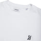 Comune Nori tee in soft 100% supima cotton in white color on white background, logo close up. COMUNE NORI TEE | White