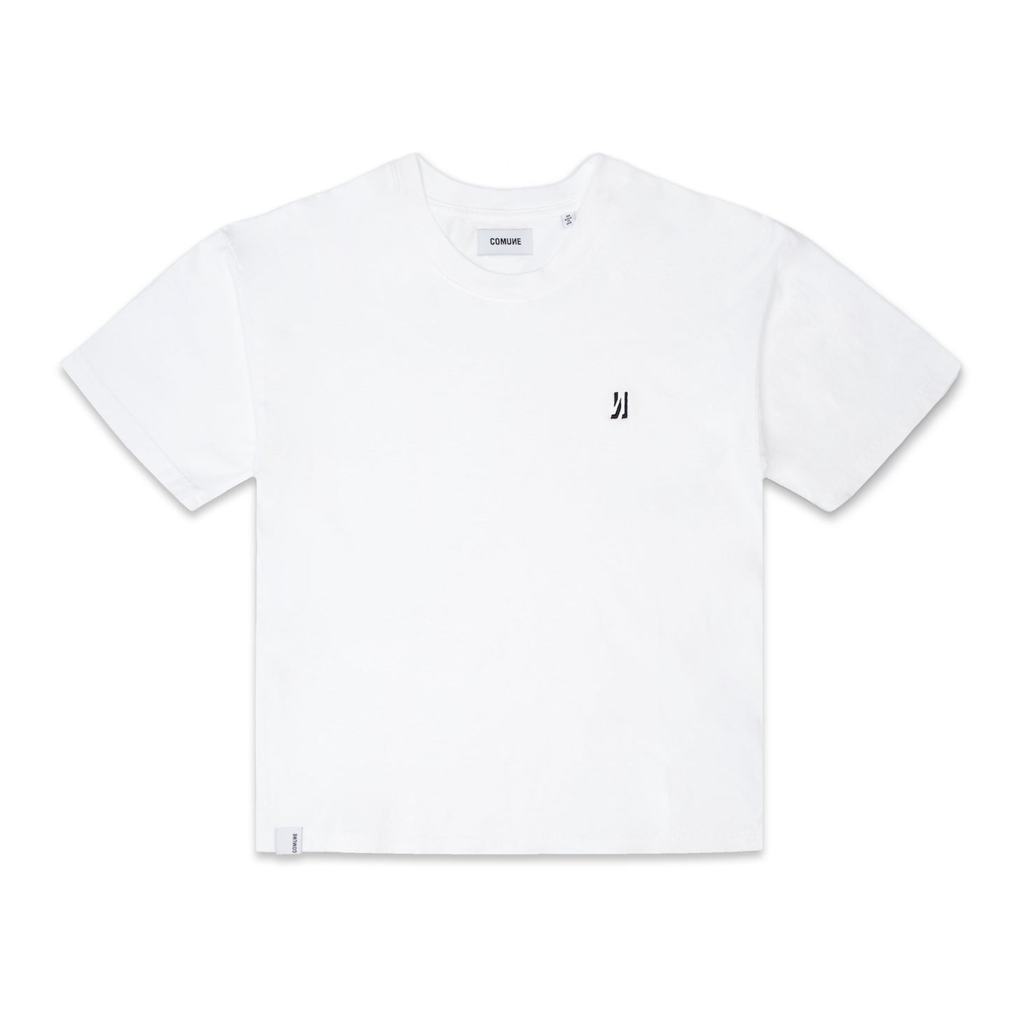 Comune Ryder oversized tee in soft 100% cotton in white color on white background, front view. COMUNE RYDER OVERSIZED TEE | White
