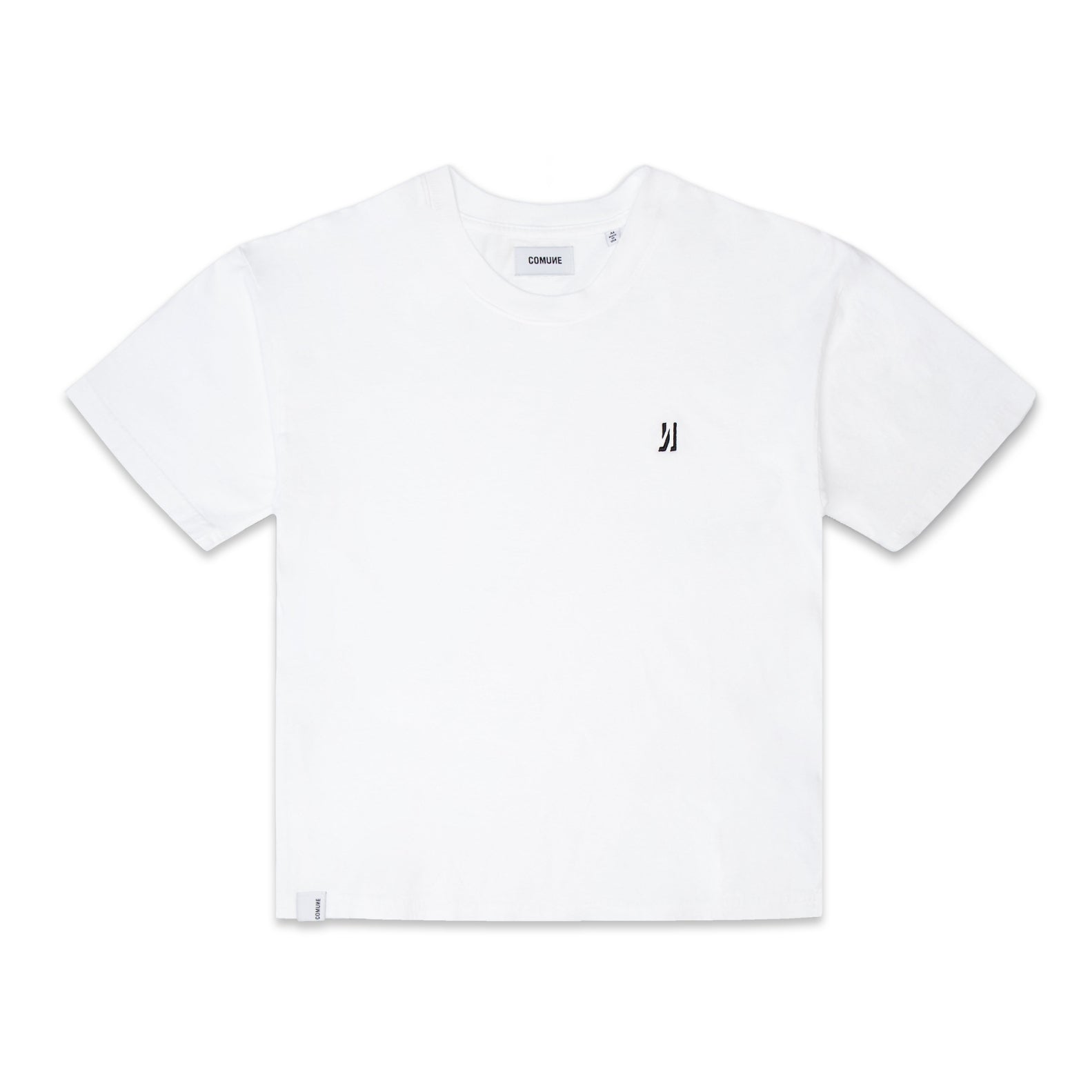 Comune Ryder oversized tee in soft 100% cotton in white color on white background, front view. COMUNE RYDER OVERSIZED TEE | White