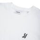 Comune Ryder tee in soft 100% cotton in white color on white background, logo close up. COMUNE RYDER TEE | White