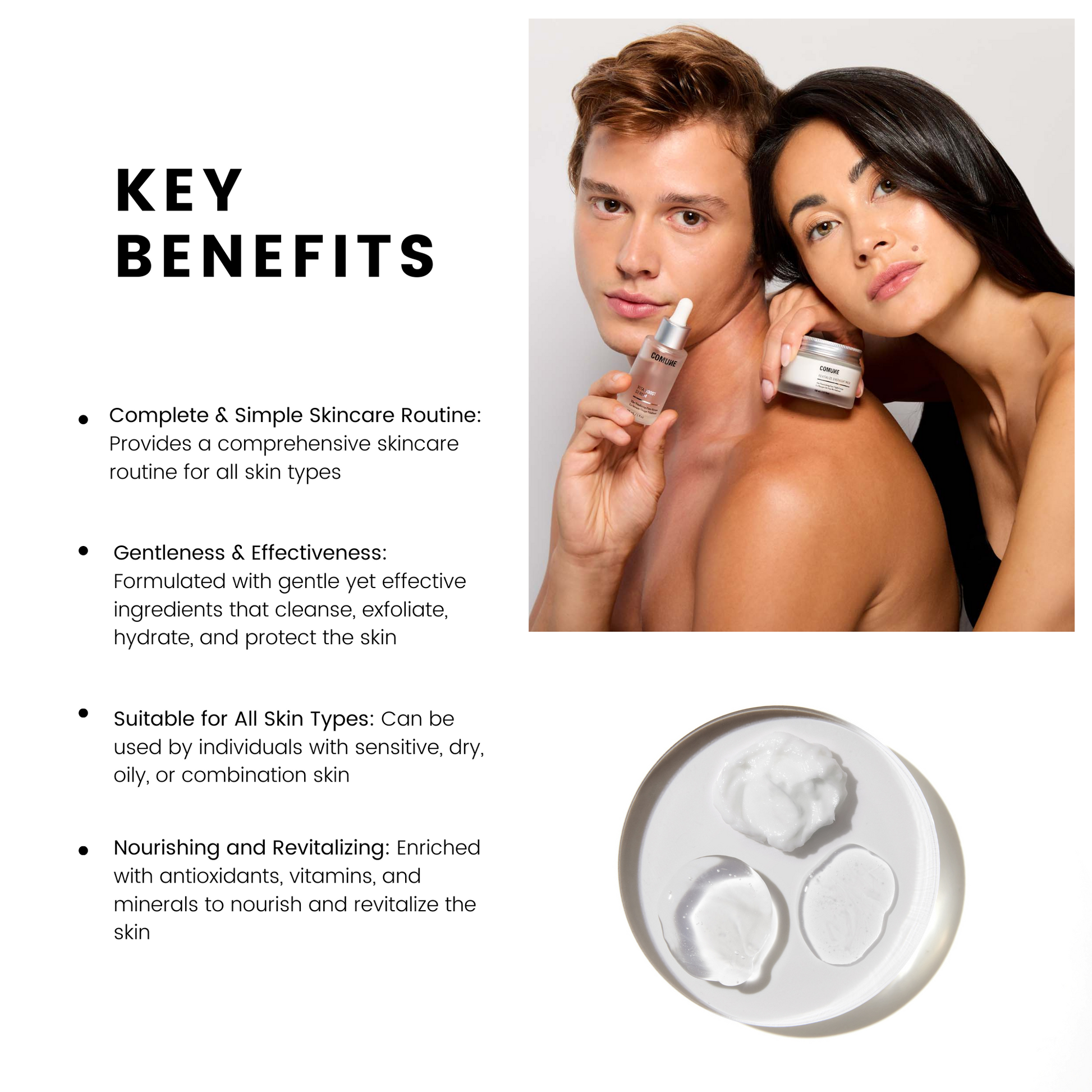 Comune Essentials Skincare Kit - Key Benefits of complete & simple skincare routine.