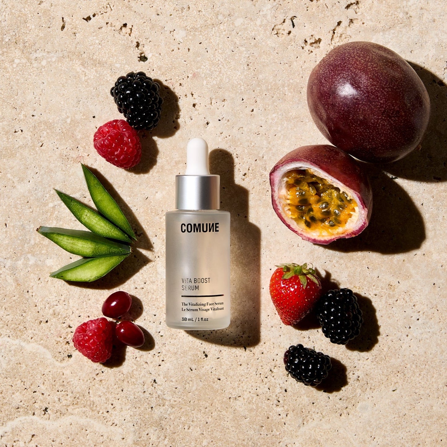 comune Vita Boost Serum. This moisture-boosting serum contains Hyaluronic Acid, 9Peptides Complex, and immune system-boosting Blue Agave to instantly revitalize dry, dehydrated skin, and helps support natural collagen production to keep your skin firm, plump, and more youthful-looking. Made in Korea.