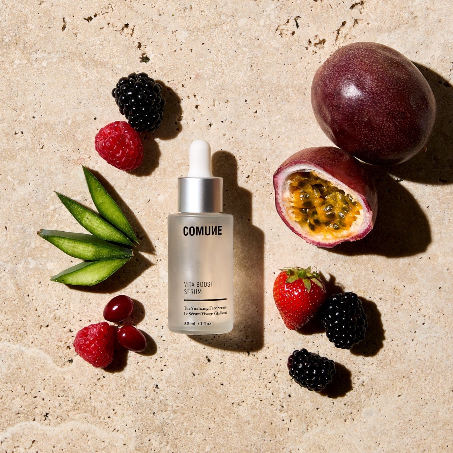 comune Vita Boost Serum. This moisture-boosting serum contains Hyaluronic Acid, 9Peptides Complex, and immune system-boosting Blue Agave to instantly revitalize dry, dehydrated skin, and helps support natural collagen production to keep your skin firm, plump, and more youthful-looking. Made in Korea.